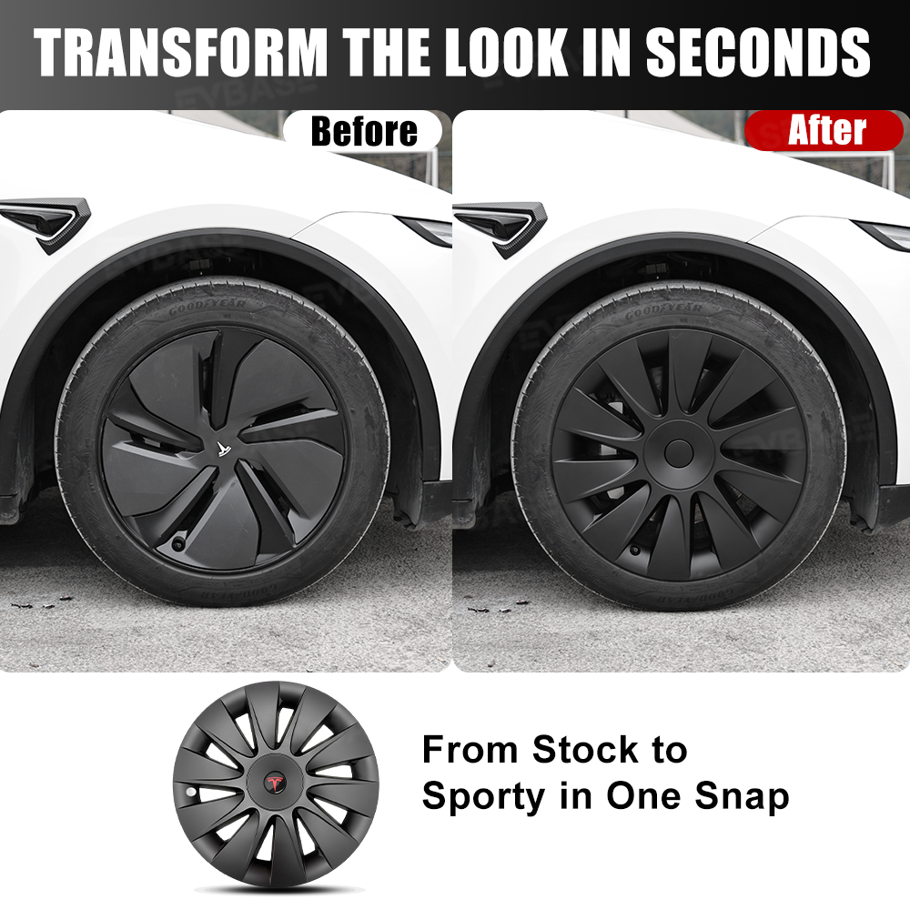 EVBASE Model Y Juniper 19" Wheel Covers Induction Style Aero Hubcaps for Tesla