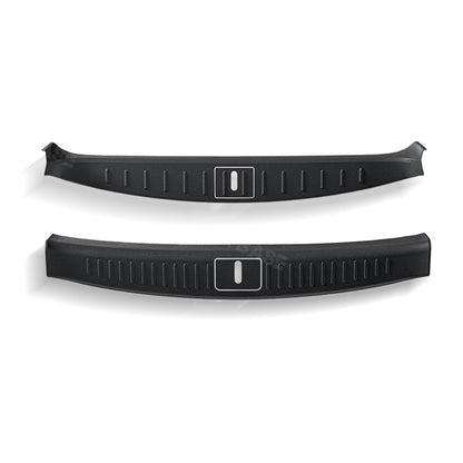 EVBASE Model S Trunk Sill Plate Cover Rear Bumper Protector Guard Trim TPE with Carbon Fiber Pattern