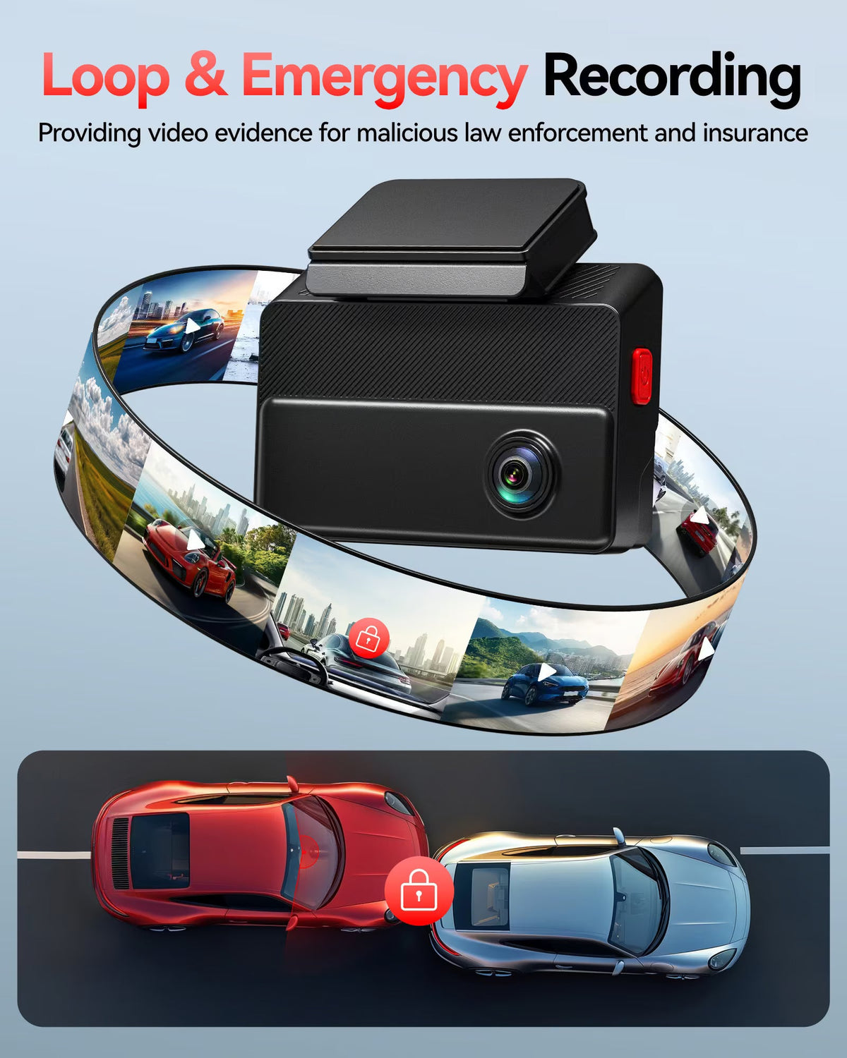 REDTIGER VP20 530° 3-Channel IR Night View Dash Cam