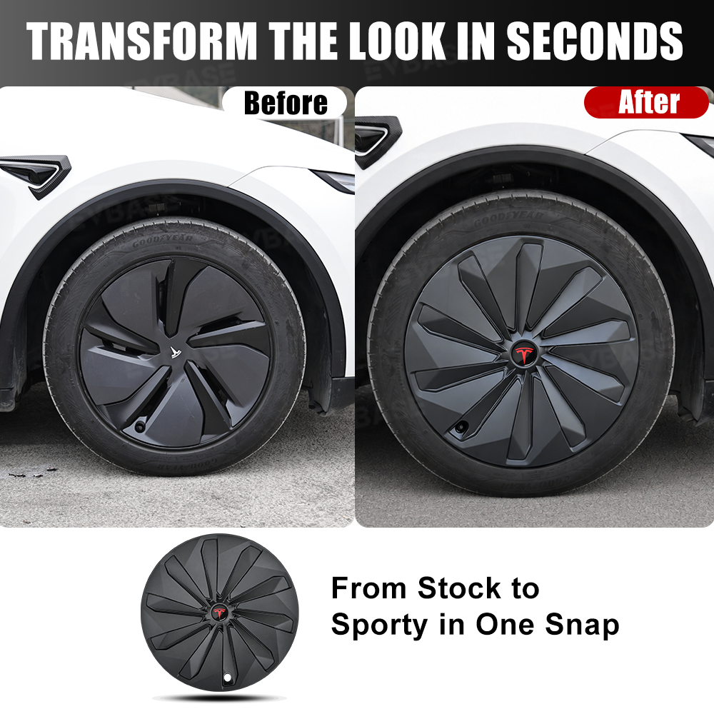EVBASE Model Y Juniper Wheel Covers 19" Crossflow Wheels Aero Turbine Style Hubcaps