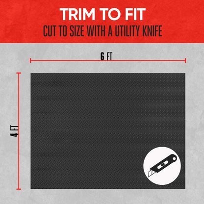 MotorTrend Diamond Metal Look Trunk/Cargo Liner Mat - Heavy Duty, All Weather, Trim to Fit (4' x 6')