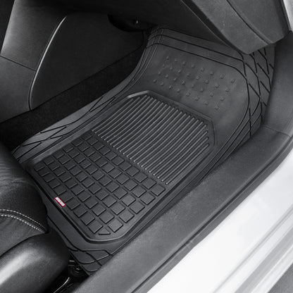 MotorTrend 4-Piece FlexTough Deep Dish Hybrid Groove Front Floor Mats and Rear Floor Mats - Heavy Duty, All Weather, Trim to Fit
