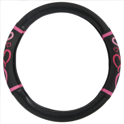 BDK Pink Hearts Steering Wheel Covers (Fits 14.5" - 15.5")