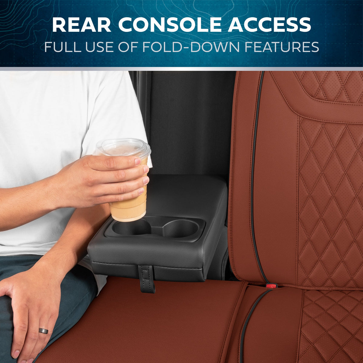 MotorBox 7-Piece Ranch Edition Premium Faux Leather Diamond Stitched Cushion Rear Seat Covers
