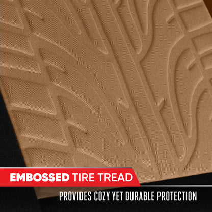 MotorTrend GrandPrix Tire Embossed Front Seat Covers and Rear Seat Covers - Beige