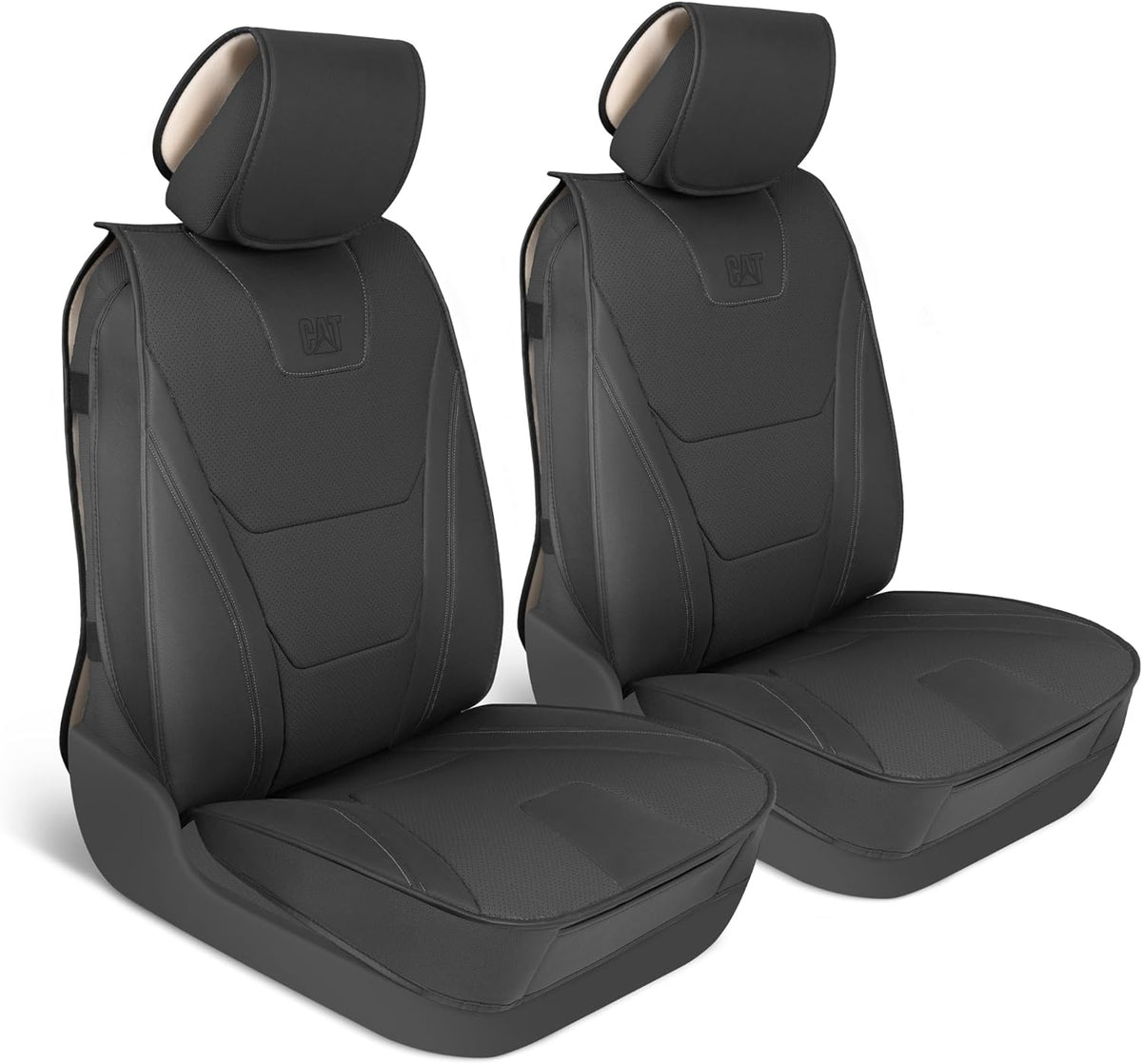 CAT® Edge Deluxe Car Seat Covers for Front Seats - Premium Two-Tone Faux Leather Seat Covers for Cars with Universal Fit, Rugged Automotive Seat
