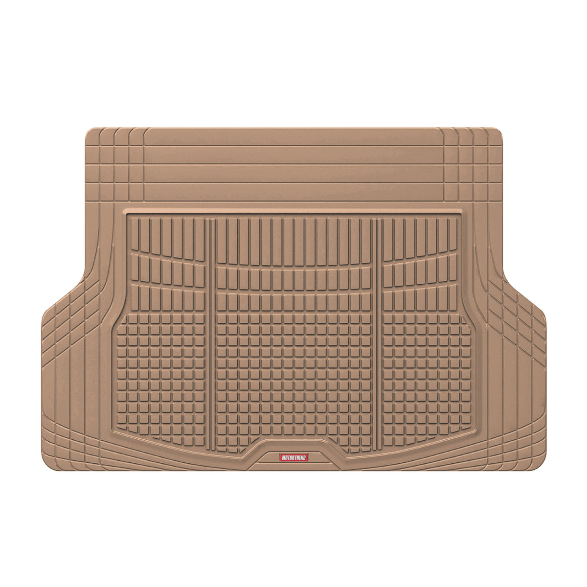 MotorTrend FlexTough Square Groove Trunk/Cargo Liner Mat - Heavy Duty, All Weather, Trim to Fit (54" x 37") - Beige