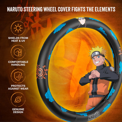Naruto Shippuden Car Steering Wheel Cover, 15 Inch Anime Steering Wheel Cover, Cushioned Soft Comfortable Cover Anime Car Accessories for Men