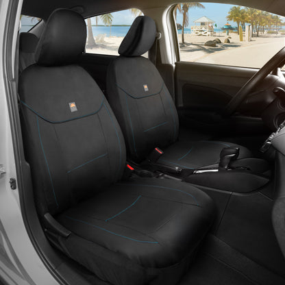 C&C Napa Leatherette 2 Front Seat Covers - Faux Leather Car Seat Protectors for Cars & Trucks - UV-Resistant, Easy to Clean, Semi-Universal Fit