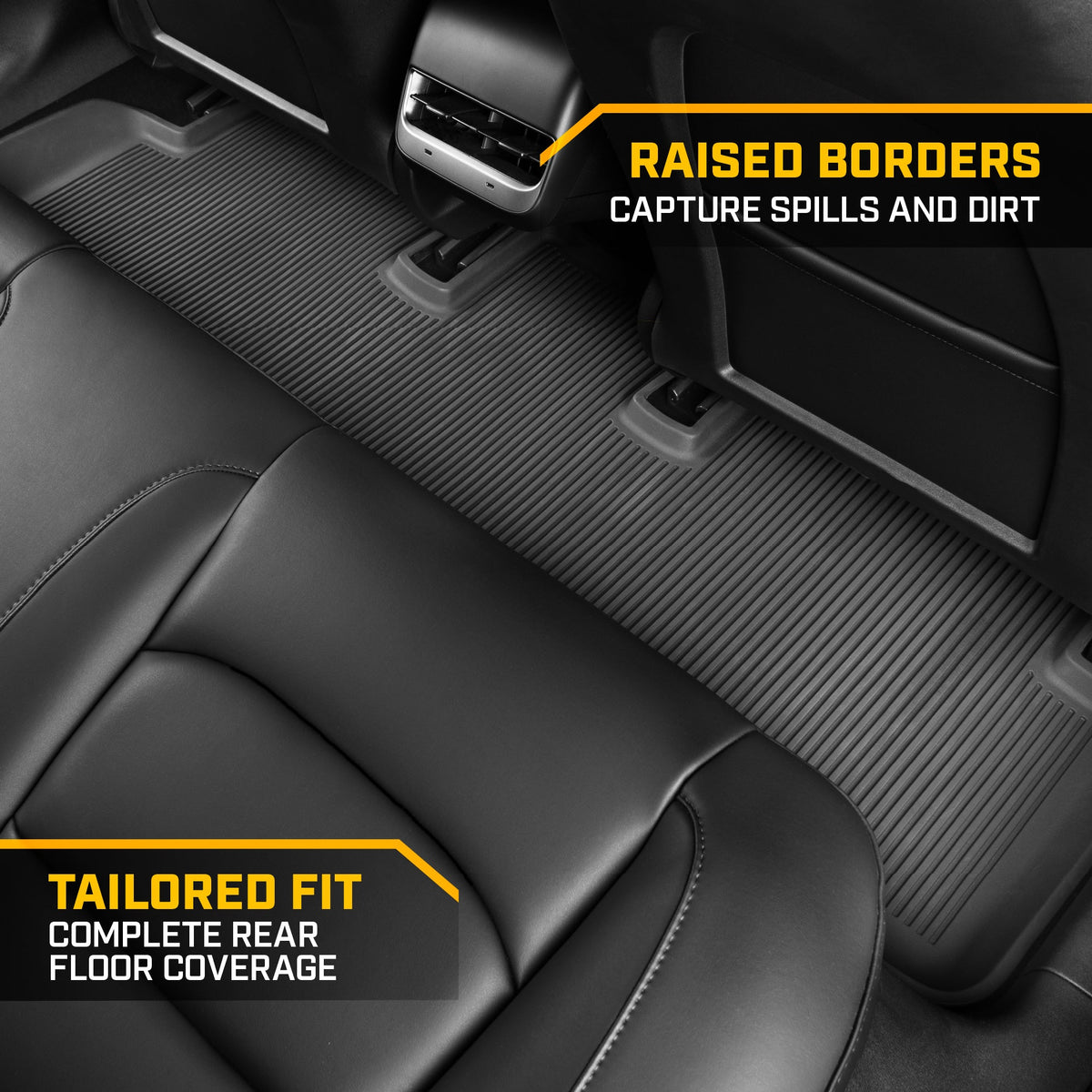 Cat® JustFit™ 3D Floor Mats for Tesla Model 3 2017-2024 - Custom Fit Tesla Model 3 Floor Mats with Extended Coverage Design, Premium Tesla Model