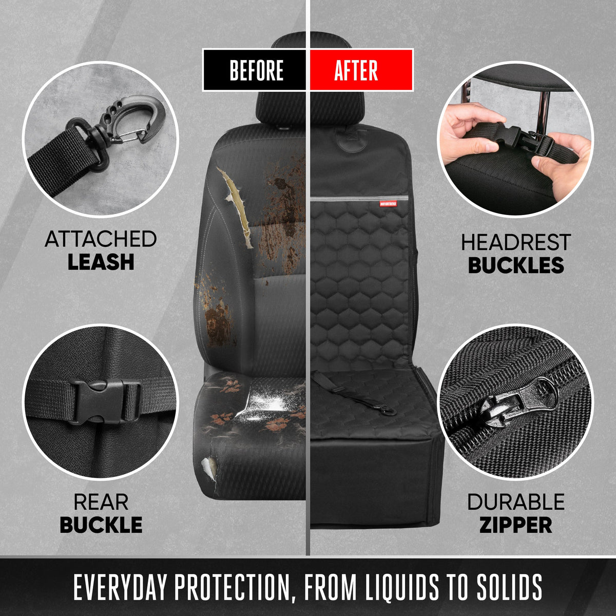 Motor Trend Dog Car Seat - 2 in 1 Waterproof Foldable Bucket Style Truck Dog Booster for Medium Size and Small Dogs – Pet Car Protector & Pet