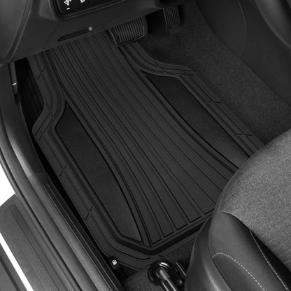 MotorTrend 4-Piece Shield Two-Tone Gloss Front Floor Mats and Rear Floor Mats - Heavy Duty, All Weather, Trim to Fit