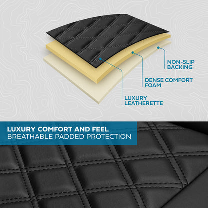 MotorBox Premium Napa Leather Rear Seat Cover - Semi Universal Fit for Most Cars, Truck & SUV - Black Back Seat Protector - Anti-Slip, Durable