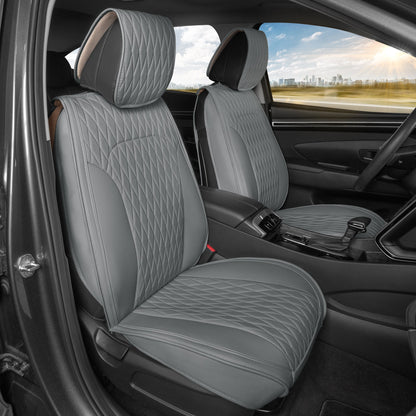 Car Seat Covers - DiamondLux Edition Premium Faux Leather Seat Protectors - Double Cross Stitched Cushioned Automotive Accessories for Trucks