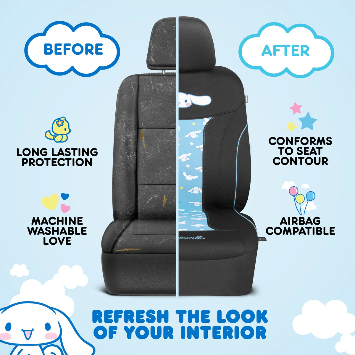 Carbella Official Cinnamoroll Front Seat Cover