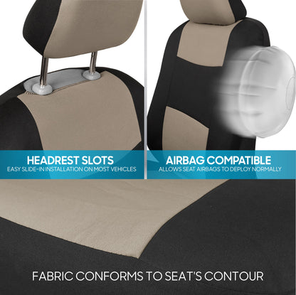 BDK 9-Piece PolyPro Front Seat Covers and Rear Seat Covers - Light Beige