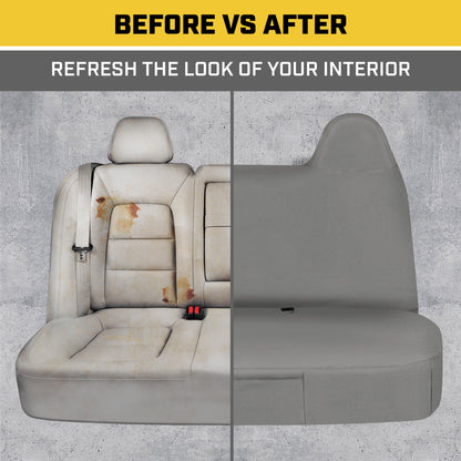 Cat® Custom Fit Front Bench Seat Cover for Ford F250 / F350 / F450 / F550 (1999-2007) - Durable Oxford Gray Truck Seat Cover with Utility