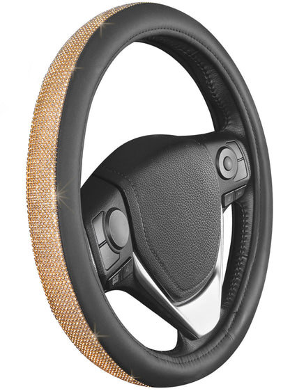 Carbella Bling Rhinestones Leatherette Steering Wheel Cover (Fits 14.5" - 15.5")