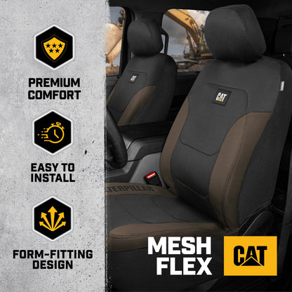 Cat® FlexFit™ Black Beige Seat Covers for Cars, Trucks, & SUV - Set of (2) Front Car Seat Cover Front Seat Protectors - Airbag Compatible Seat