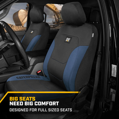 CAT FlexFit Black Blue Seat Covers for Cars, Trucks, & SUV - (2) Front Car Seat Cover Front Seat Protectors - Airbag Compatible Seat Covers for