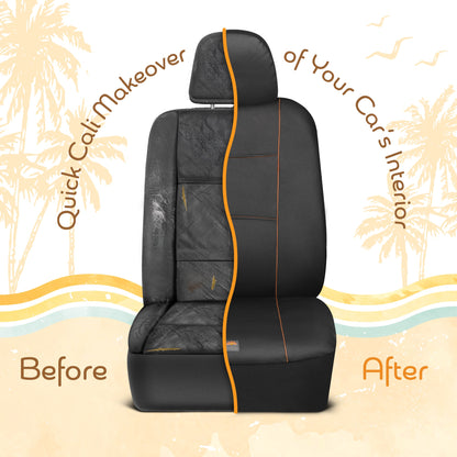 C&C Napa Leatherette 2 Front Seat Covers - Faux Leather Car Seat Protectors for Cars & Trucks - UV-Resistant, Easy to Clean, Universal Fit