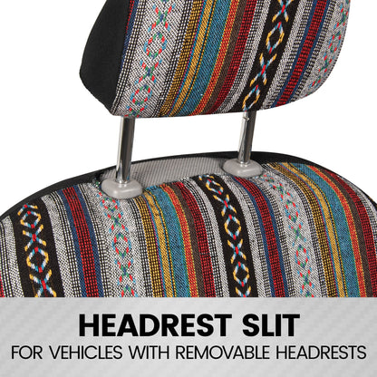 BDK 9-Piece Striped-Woven Saddle Front Seat Covers and Rear Seat Covers