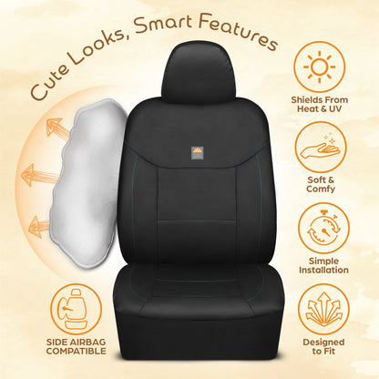 C&C Napa Leatherette 2 Front Seat Covers - Faux Leather Car Seat Protectors for Cars & Trucks - UV-Resistant, Easy to Clean, Semi-Universal Fit