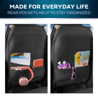 Car Seat Covers - DiamondLux Edition Premium Faux Leather Seat Protectors - Double Cross Stitched Cushioned Automotive Accessories for Trucks