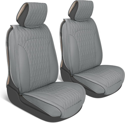 Car Seat Covers - DiamondLux Edition Premium Faux Leather Seat Protectors - Double Cross Stitched Cushioned Automotive Accessories for Trucks