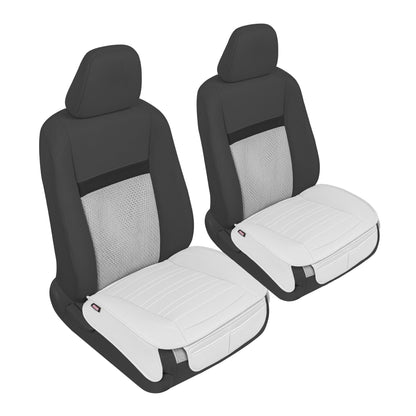 Motor Trend Faux Leather Front Seat Cover for Cars - Set of 2 White Front Car Seat Covers for SUV & Truck with Storage Pockets - Automotive Car
