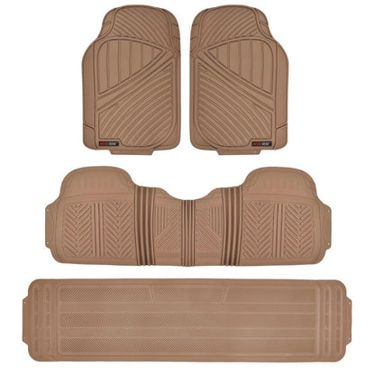 MotorTrend 4-Piece 3-Rows Extra-High Ridgeline Front Floor Mats, Middle Floor Mat, and Rear Floor Mat