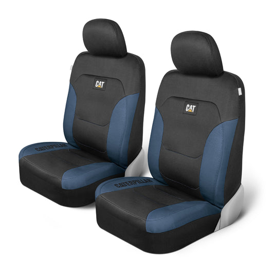 CAT FlexFit Black Blue Seat Covers for Cars, Trucks, & SUV - (2) Front Car Seat Cover Front Seat Protectors - Airbag Compatible Seat Covers for