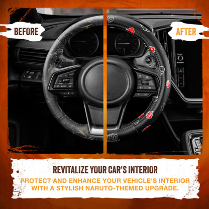 Naruto Shippuden Car Steering Wheel Cover, 15 Inch Anime Steering Wheel Cover, Cushioned Soft Comfortable Cover Anime Car Accessories for Men
