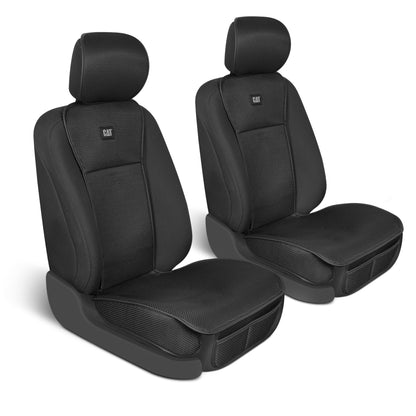 Caterpillar AeroMesh Black Seat Covers for Trucks, Car, & SUV - Front Truck Seat Cover Protector - Breathable Mesh Universal Fit Car Seat Covers