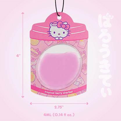 Hello Kitty and Friends Car Air Freshener (Hello Kitty - Tropical Berry Sherbet) Hanging Gel Area Deodorizer, Long-Lasting Car Scents Air