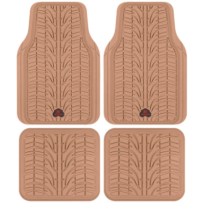 MotorTrend 4-Piece Grand Prix Tire Tread Front Floor Mats and Rear Floor Mats - Heavy Duty, All Weather, Trim to Fit
