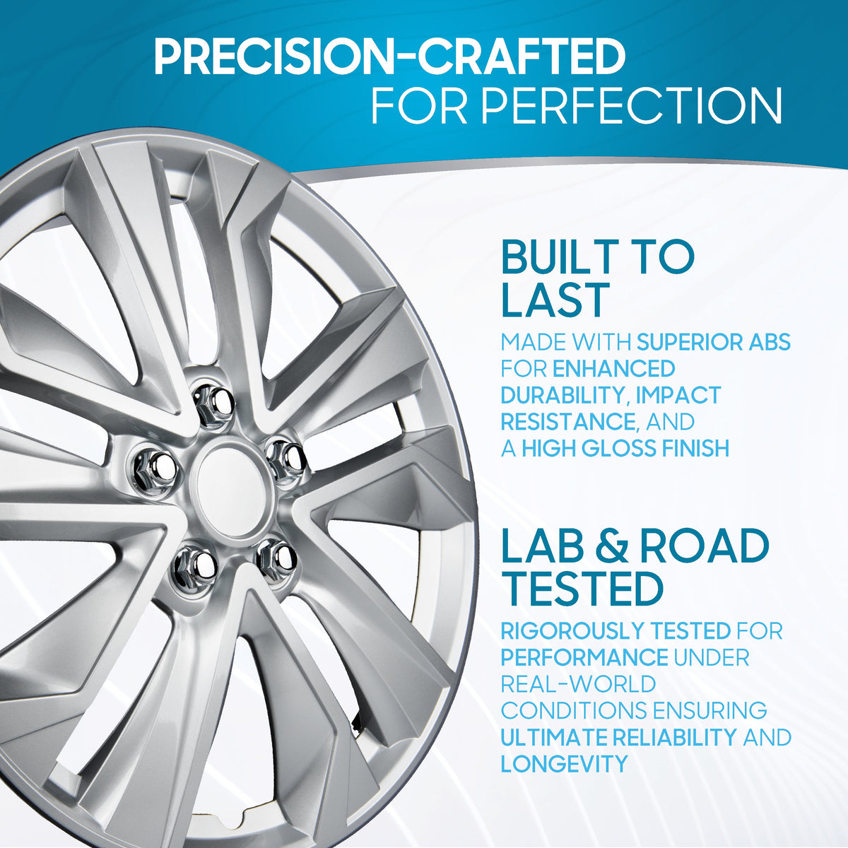 BDK 16 Inch Hubcaps Set of 4 – OEM Replacement Snap-On Wheel Rim Covers - Universal Fit Car Wheel Cover for Cars, Trucks, SUV, Vans Durable ABS