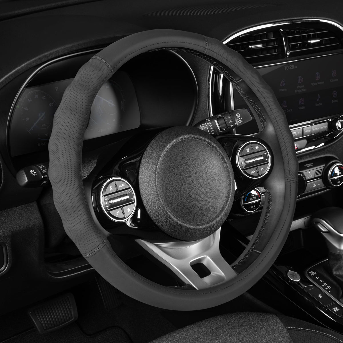 MotorTrend SoftTouch Advanced Traction Grip Steering Wheel Cover (Fits 14.5" - 15.5") - Gray