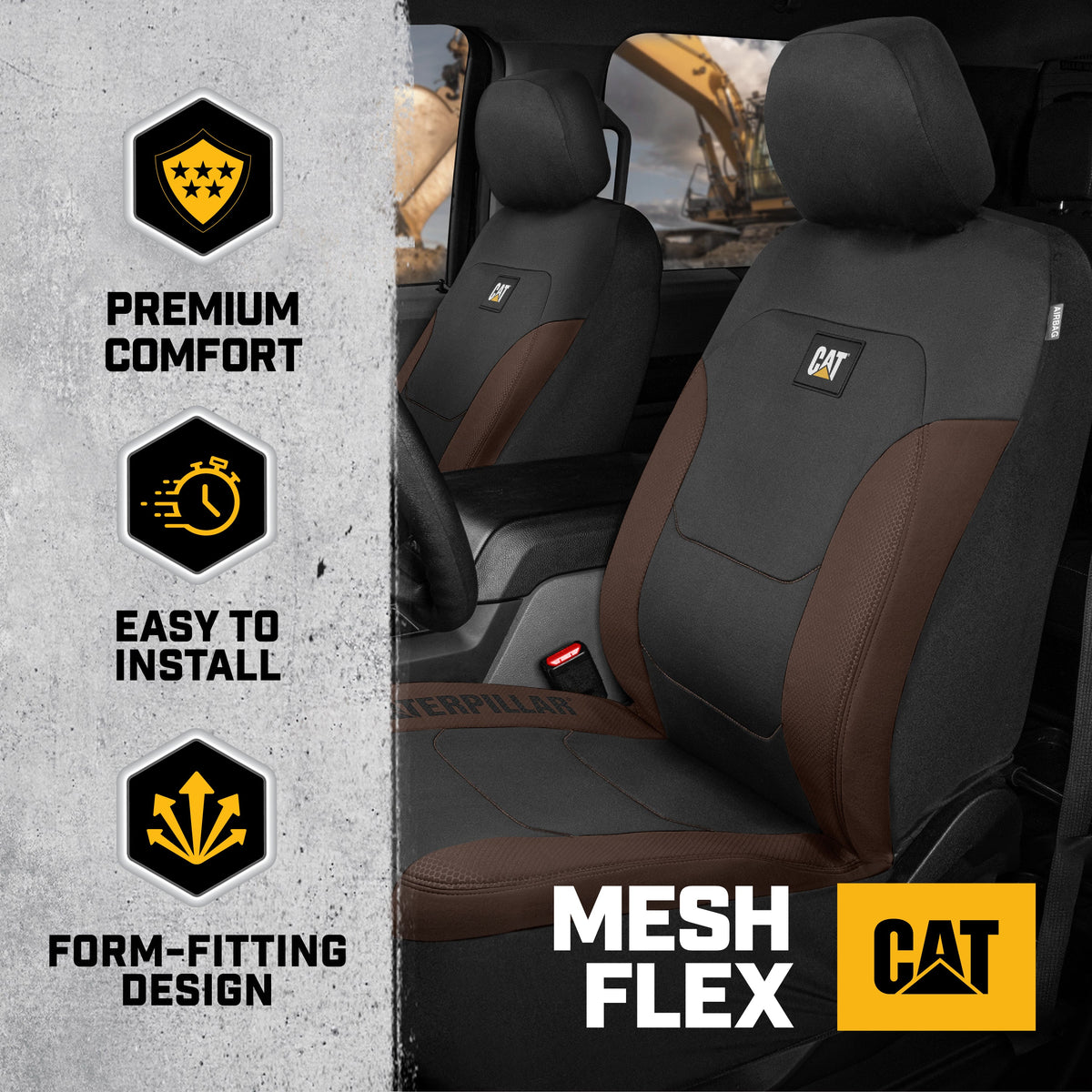 Cat® Flexfit™ Automotive Seat Covers for Cars Trucks and SUVs (Set of 2) - Car Seat Covers for Front Seats, Truck Seat Protectors , Auto Interior