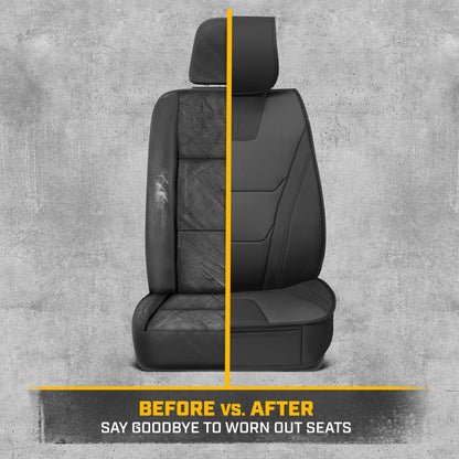 CAT® Edge Deluxe Car Seat Covers for Front Seats - Premium Two-Tone Faux Leather Seat Covers for Cars with Universal Fit, Rugged Automotive Seat