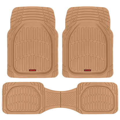 MotorTrend 3-Piece FlexTough Deep Dish Front Floor Mats and Rear Floor Mat - Heavy Duty, All Weather, Trim to Fit