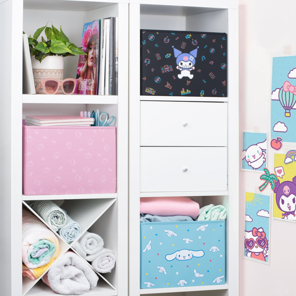 Sanrio Kuromi Car Trunk Organizer and Storage Bin - Collapsible Compartment, Heavy Duty, Fold Up for Easy Storage, Automotive Seat Cargo for