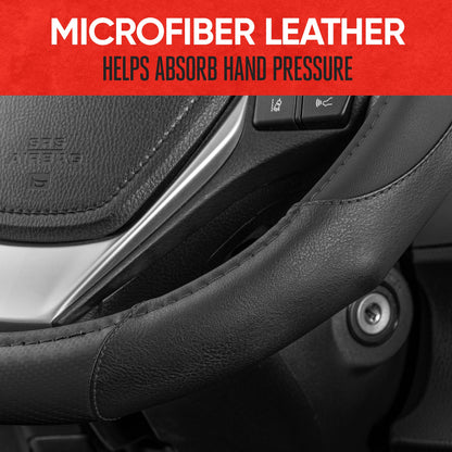 MotorTrend GripDrive Carbon Fiber Weave Ergonomic Grip Steering Wheel Cover (Fits 14.5" - 15.5")