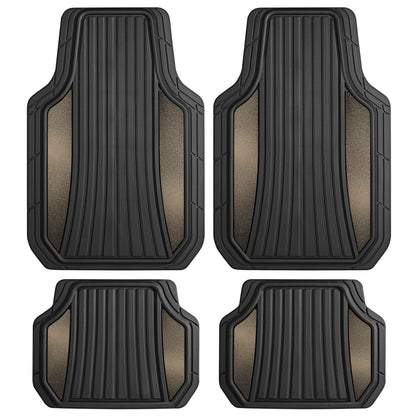MotorTrend 4-Piece Shield Two-Tone Gloss Front Floor Mats and Rear Floor Mats - Heavy Duty, All Weather, Trim to Fit - Gray