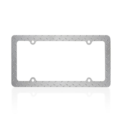 BDK Single Metal Diamond Stainless-Steel Chrome Plated Lincense Plate Frame - Standard Size (12.25" x 6.25") - 1-Pack Metal Diamond