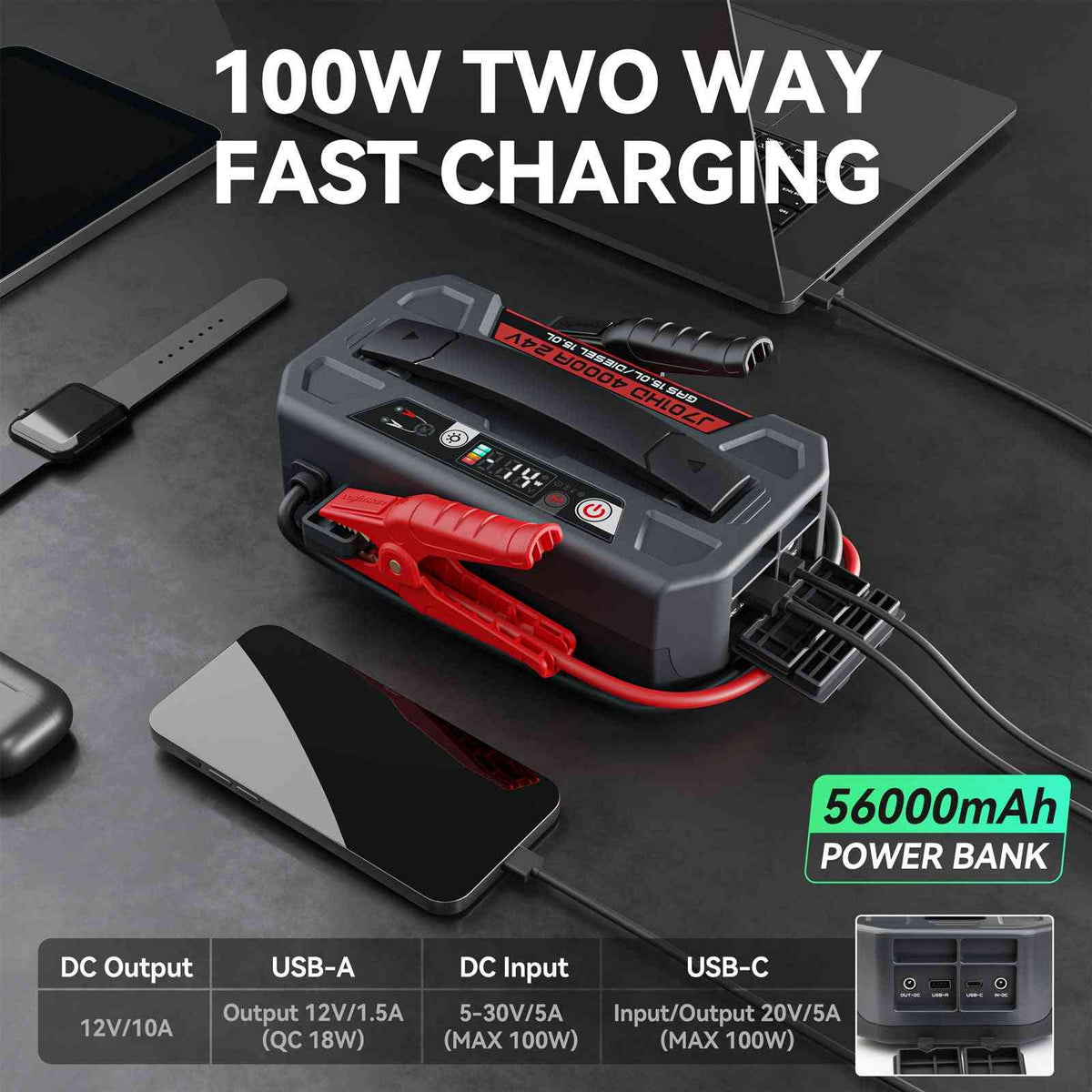 LOKITHOR J701HD LiPO 24V 207.2Wh 4000A Jump Starter with ConnectMax