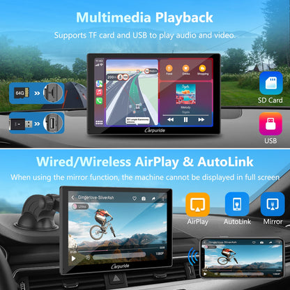 CARPURIDE C98 Portable Smart Multimedia Dashboard Console With Backup Camera