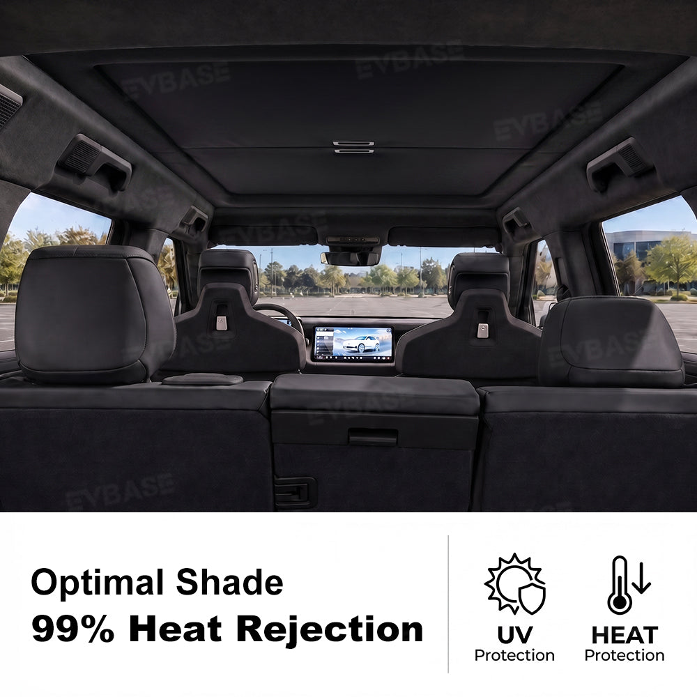 EVBASE Retractable Roof Sunshade for Rivian R2 Glass Sunroof Shade UV Protection & Heat Insulation