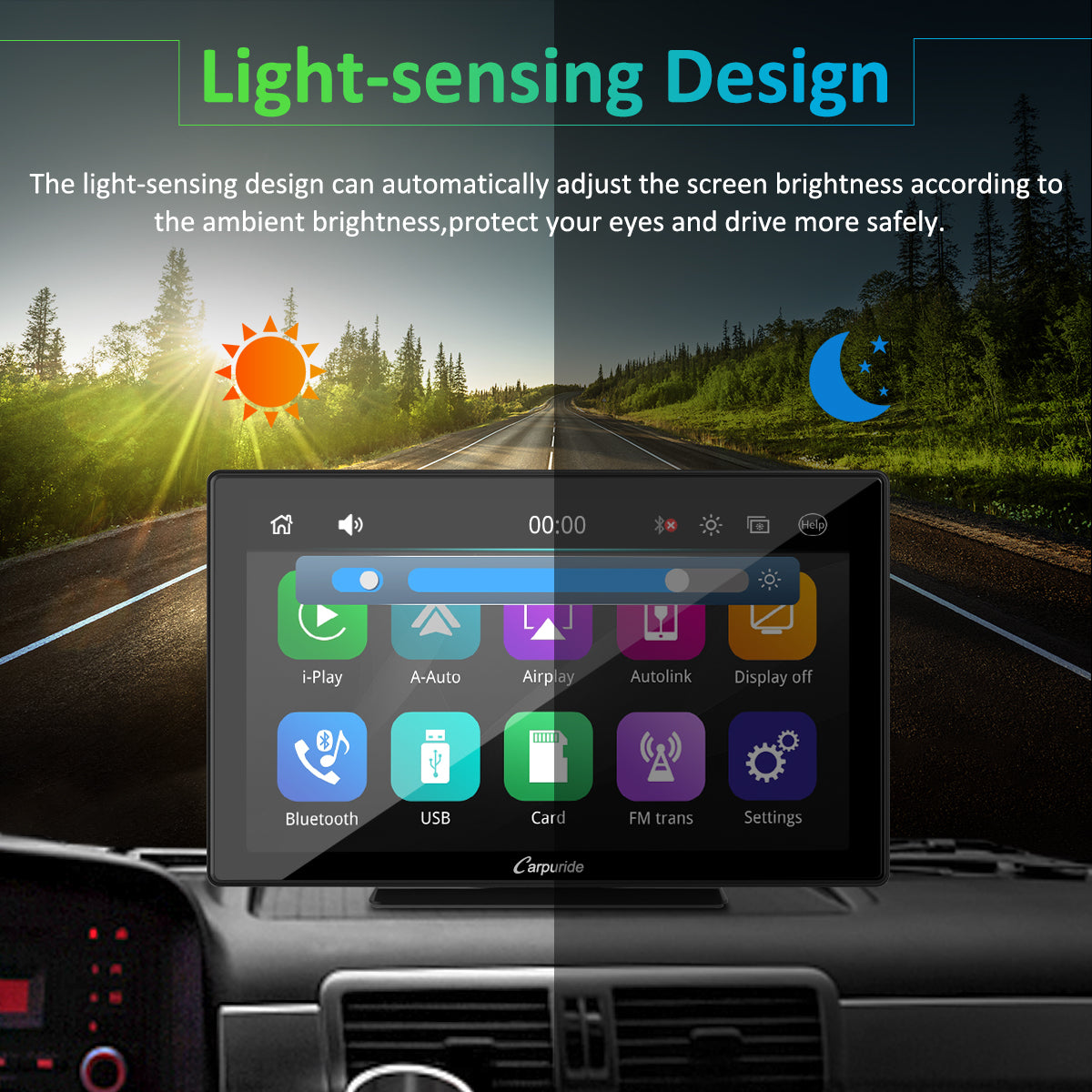 CARPURIDE W901 Pro Portable Smart Multimedia Dual Bluetooth Dashboard Console With Backup Camera