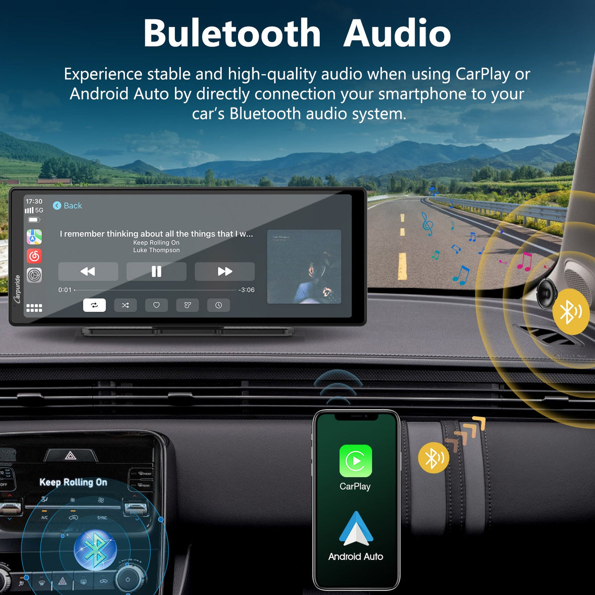 CARPURIDE C92 Portable Smart Multimedia Dashboard Console With Backup Camera